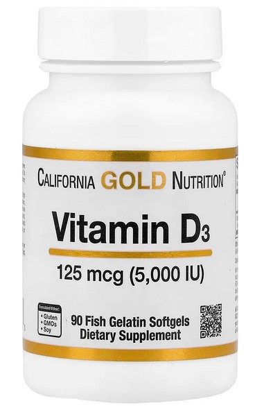 Витамин D California Gold Nutrition Vitamin D3 в официальном магазине iHerb США для заказа в Россию