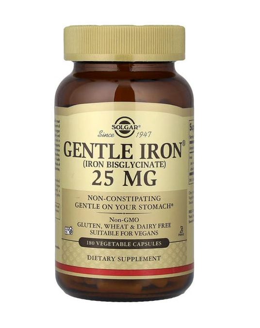 Витамин Solgar, Gentle Iron, 25 mg, 180 Vegetable Capsules в официальном магазине iHerb США для заказа в Россию