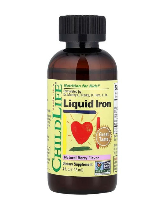 Витамин ChildLife Essentials, Liquid Iron, Natural Berry в официальном магазине iHerb США для заказа в Россию