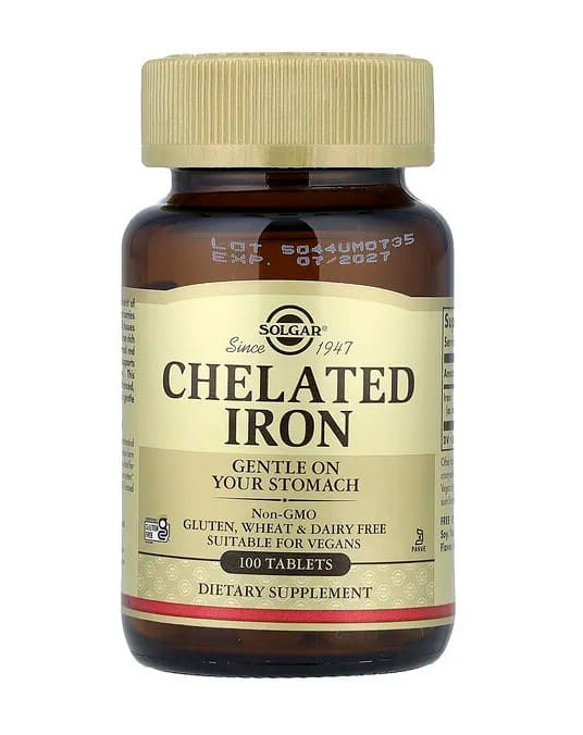Витамин железо Solgar, Chelated Iron в официальном магазине iHerb США для заказа в Россию